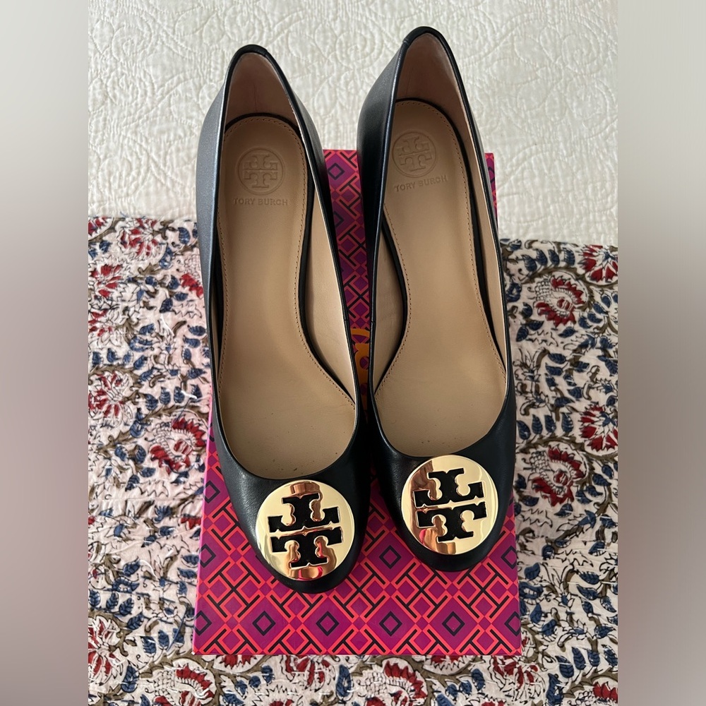 Tory Burch shoes black hope 50mm pump soft nappa leather, size: 8.5